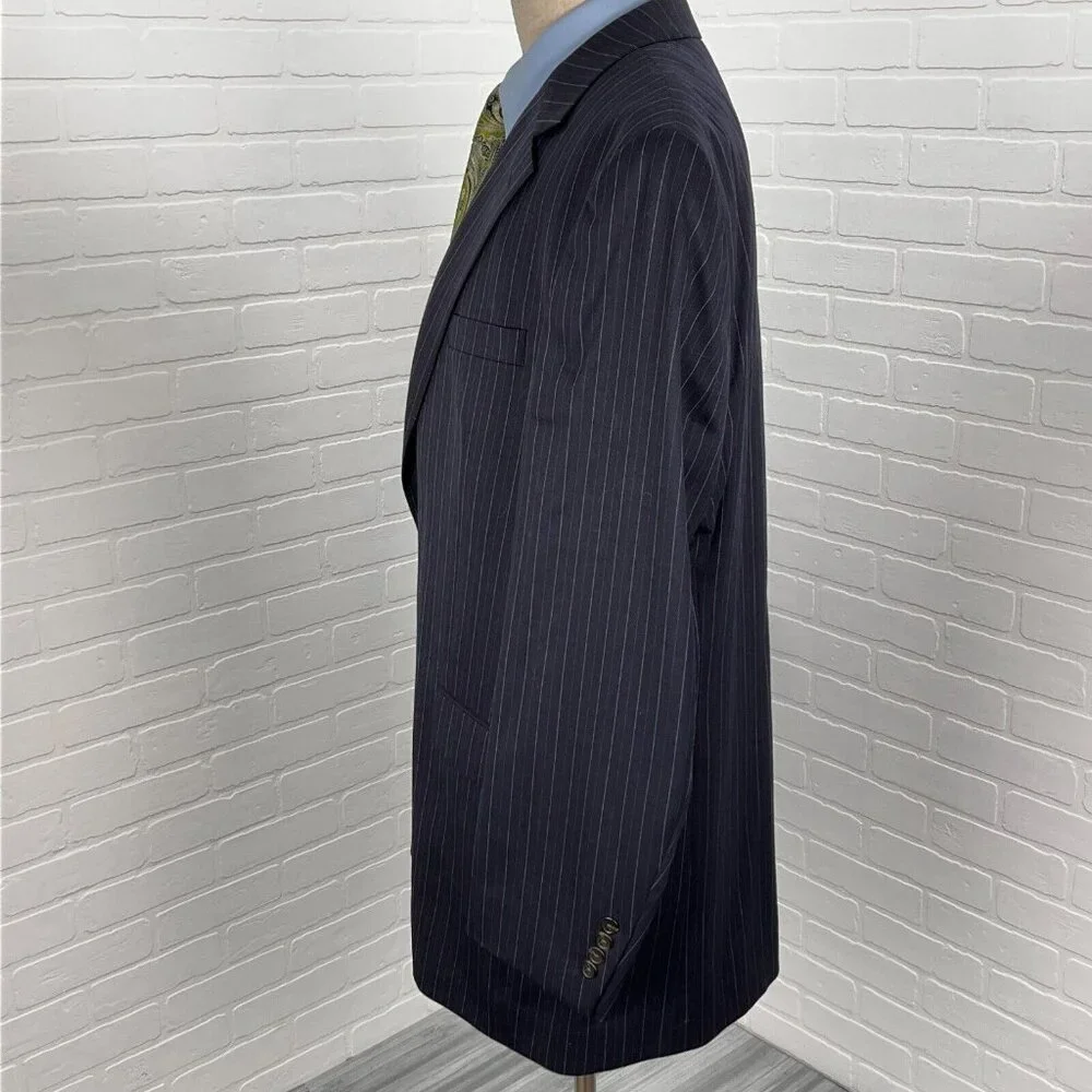 Chaps Ralph Lauren Blazer‎ Men 44 Long Blue Pinstripe Classic Career Wool Jacket